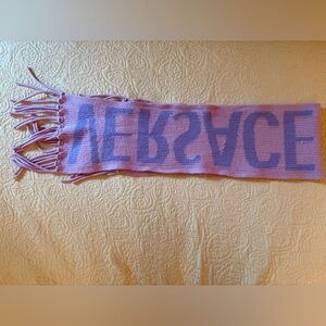 Versace Pink and Lavender Knit Logo Scarf